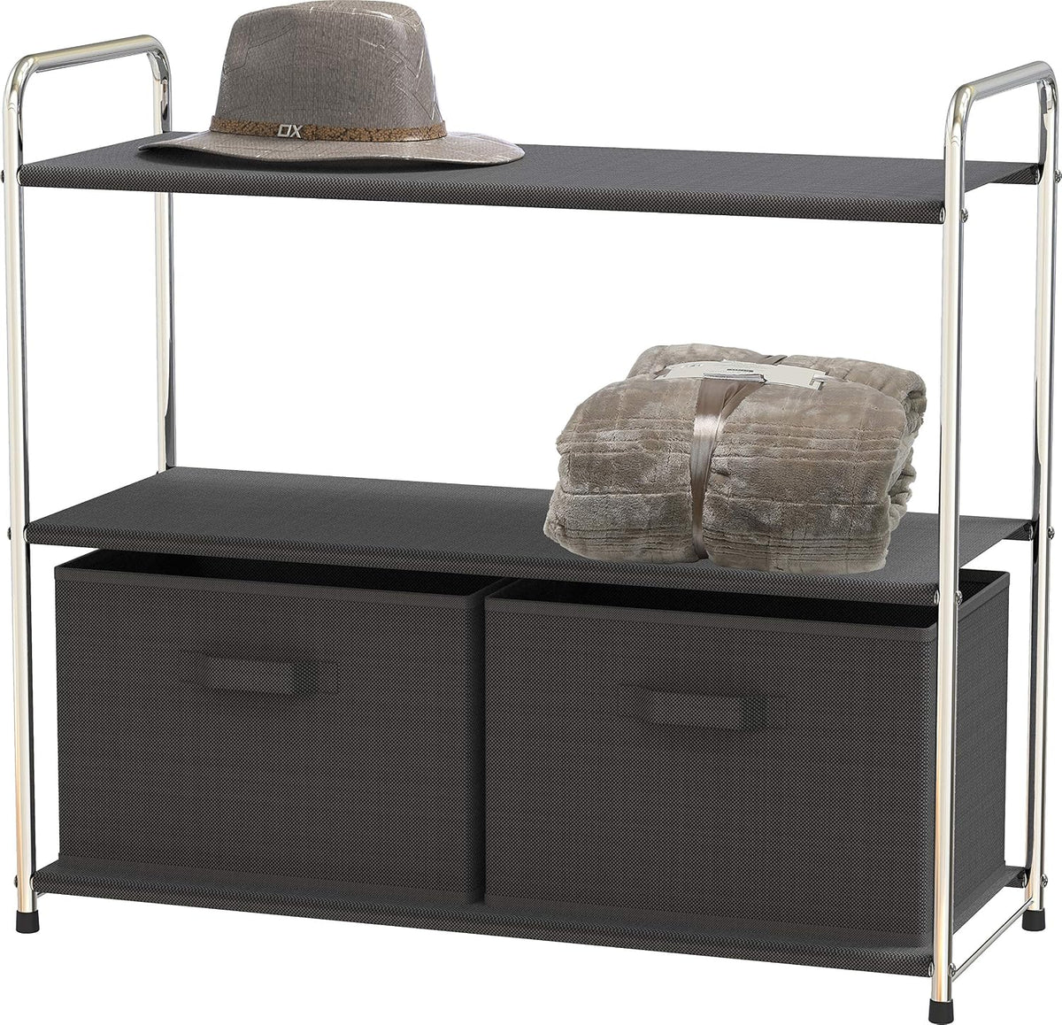3-Tier Closet Storage with 2 Drawers, Beige