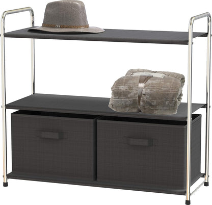 3-Tier Closet Storage with 2 Drawers, Beige