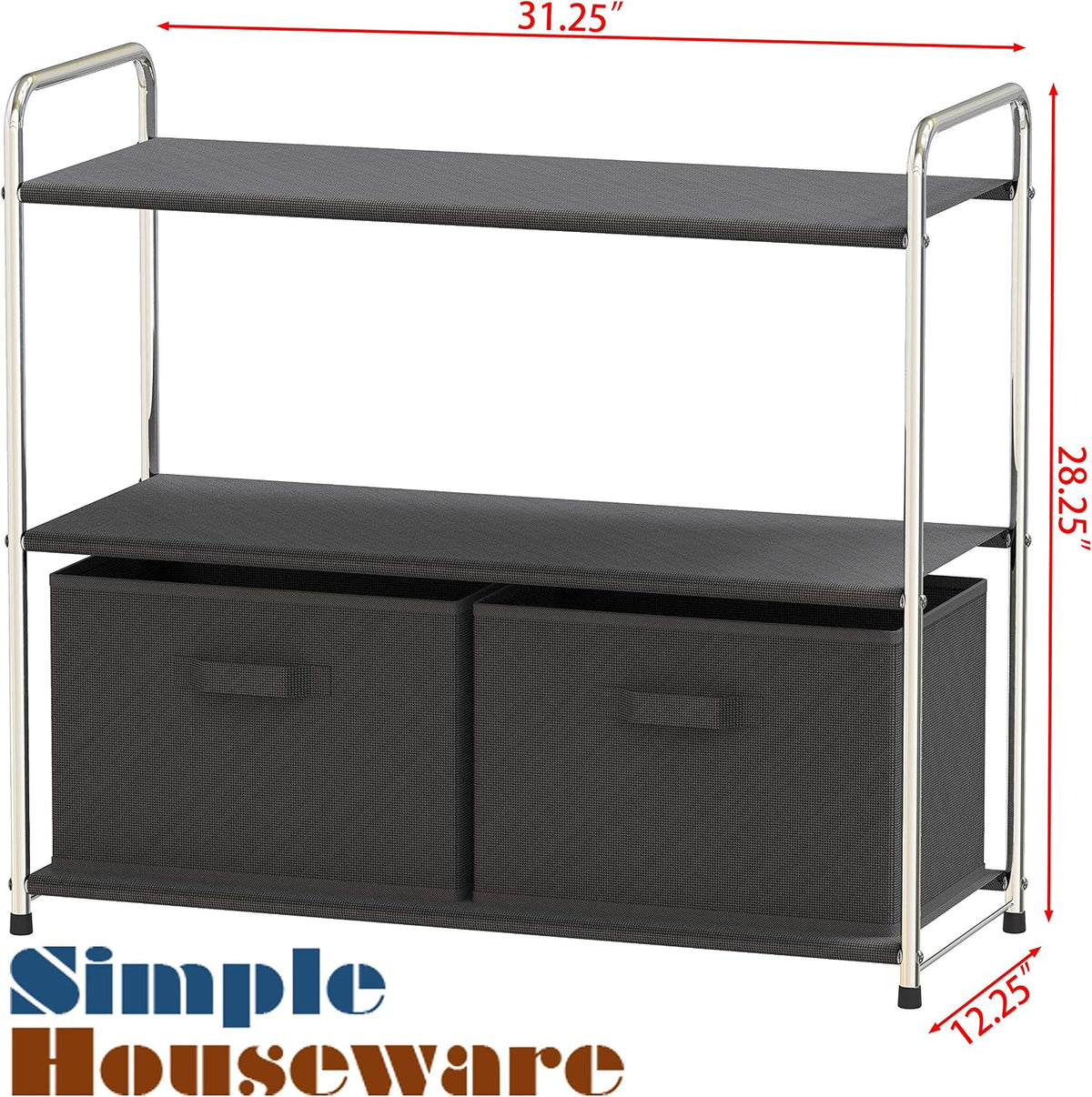 3-Tier Closet Storage with 2 Drawers, Beige