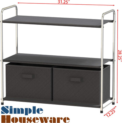 3-Tier Closet Storage with 2 Drawers, Beige