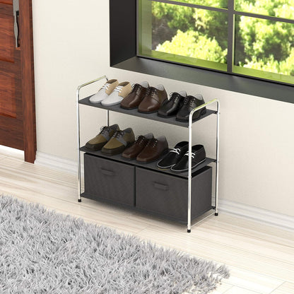 3-Tier Closet Storage with 2 Drawers, Beige