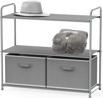 3-Tier Closet Storage with 2 Drawers, Beige