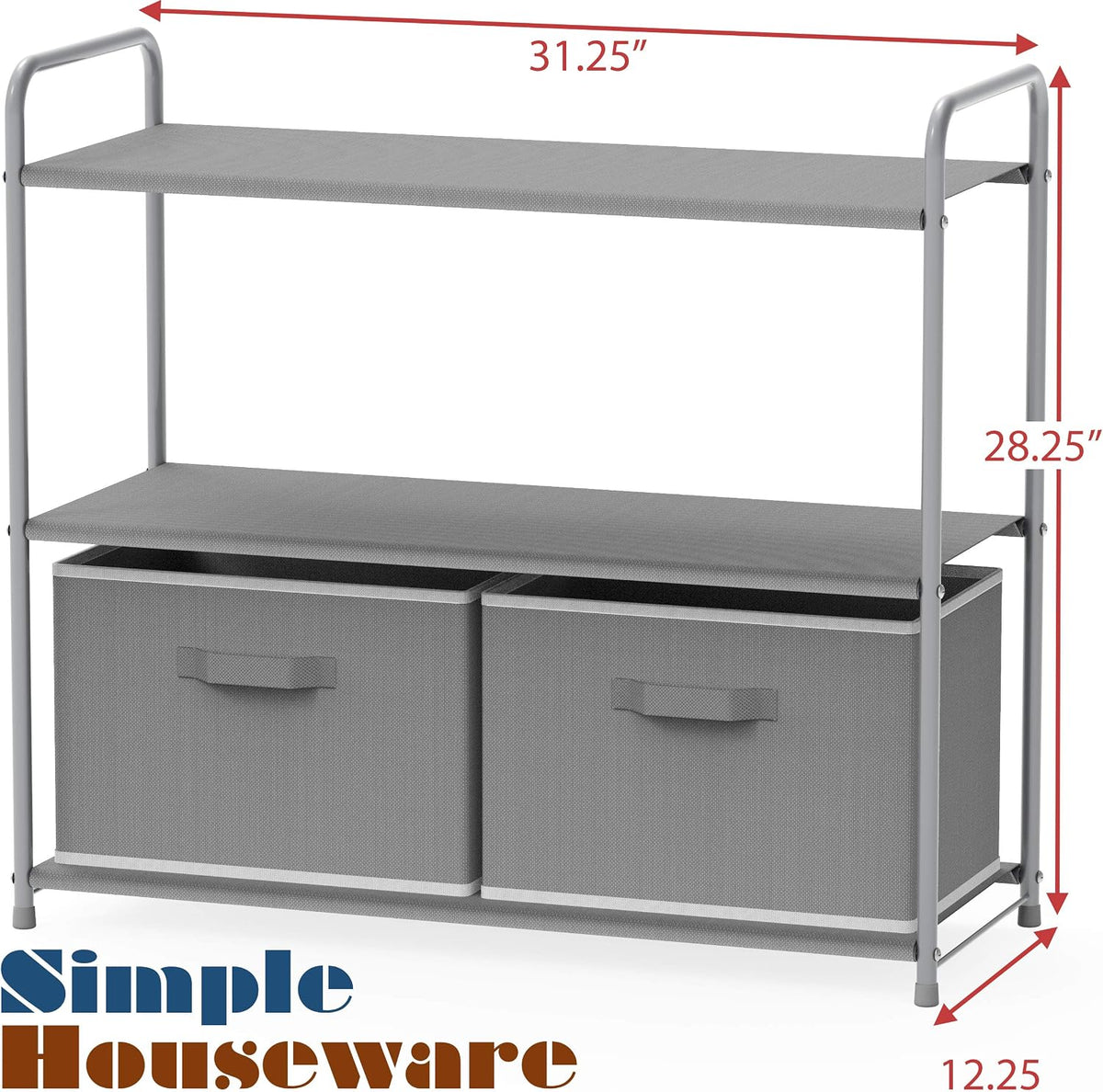 3-Tier Closet Storage with 2 Drawers, Beige