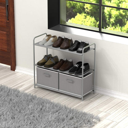 3-Tier Closet Storage with 2 Drawers, Beige