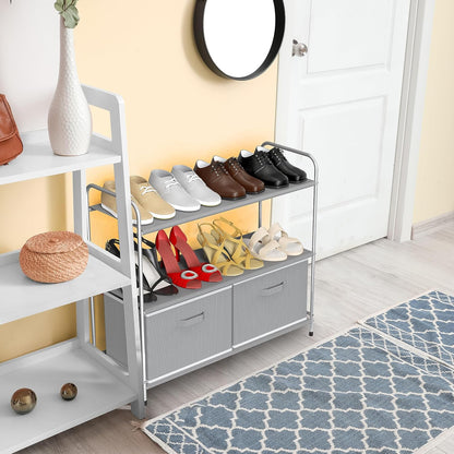 3-Tier Closet Storage with 2 Drawers, Beige