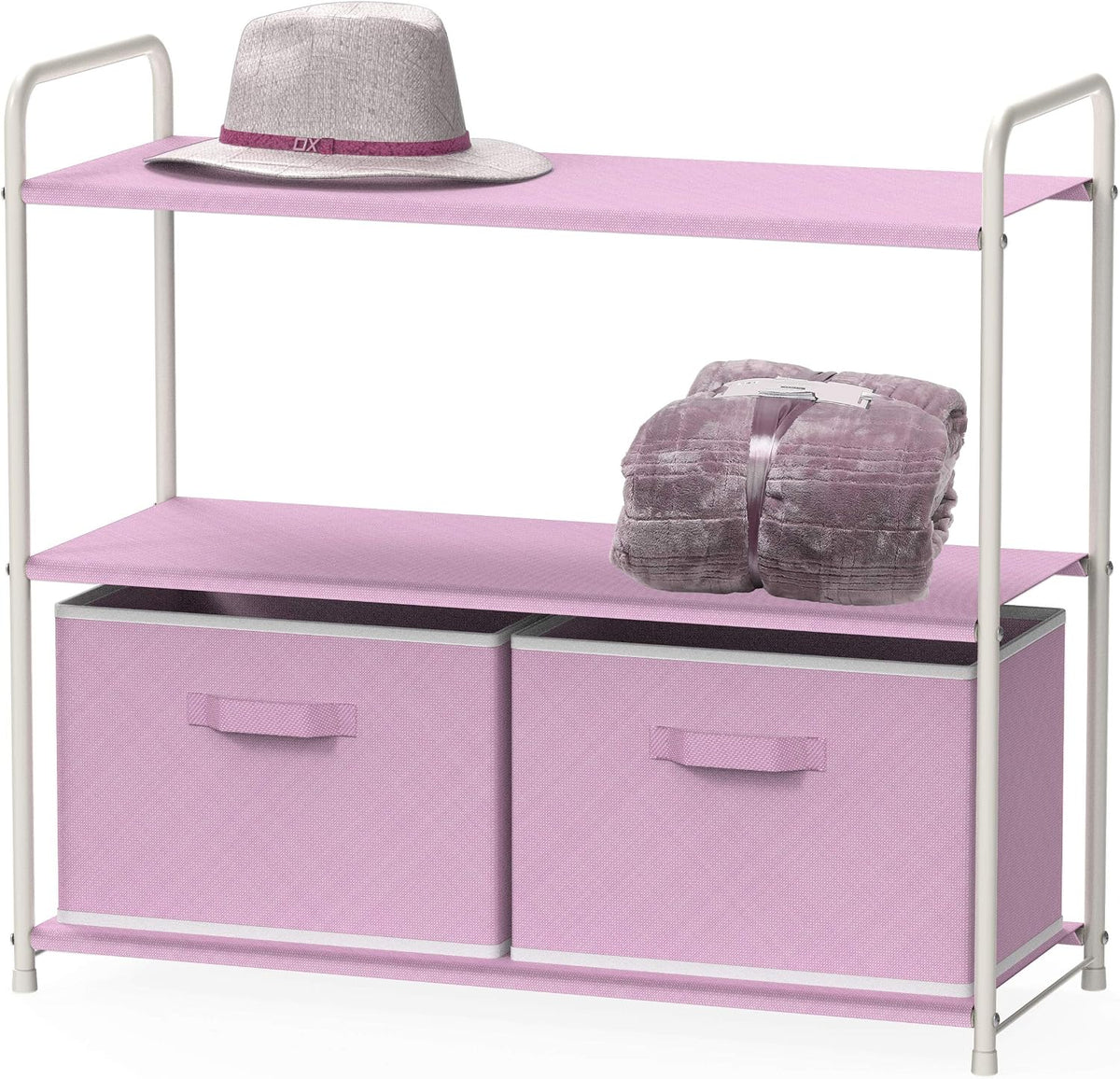 3-Tier Closet Storage with 2 Drawers, Beige