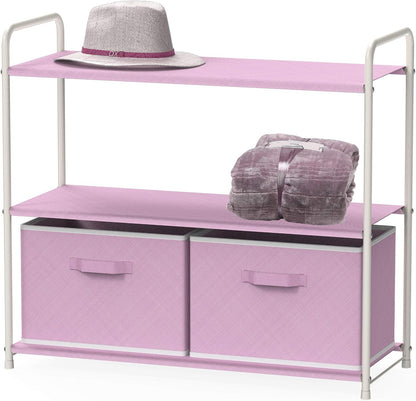 3-Tier Closet Storage with 2 Drawers, Beige