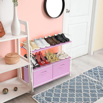 3-Tier Closet Storage with 2 Drawers, Beige
