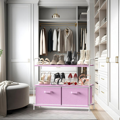 3-Tier Closet Storage with 2 Drawers, Beige