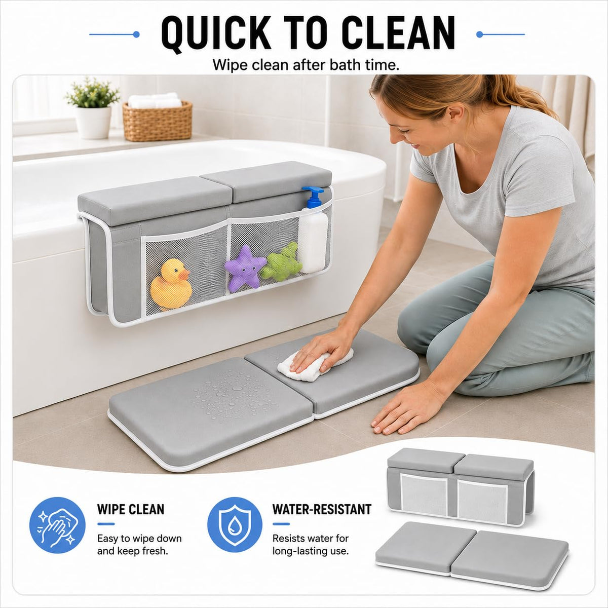 Bath Kneeler and Elbow Rest Pad for Baby Bath Time.
