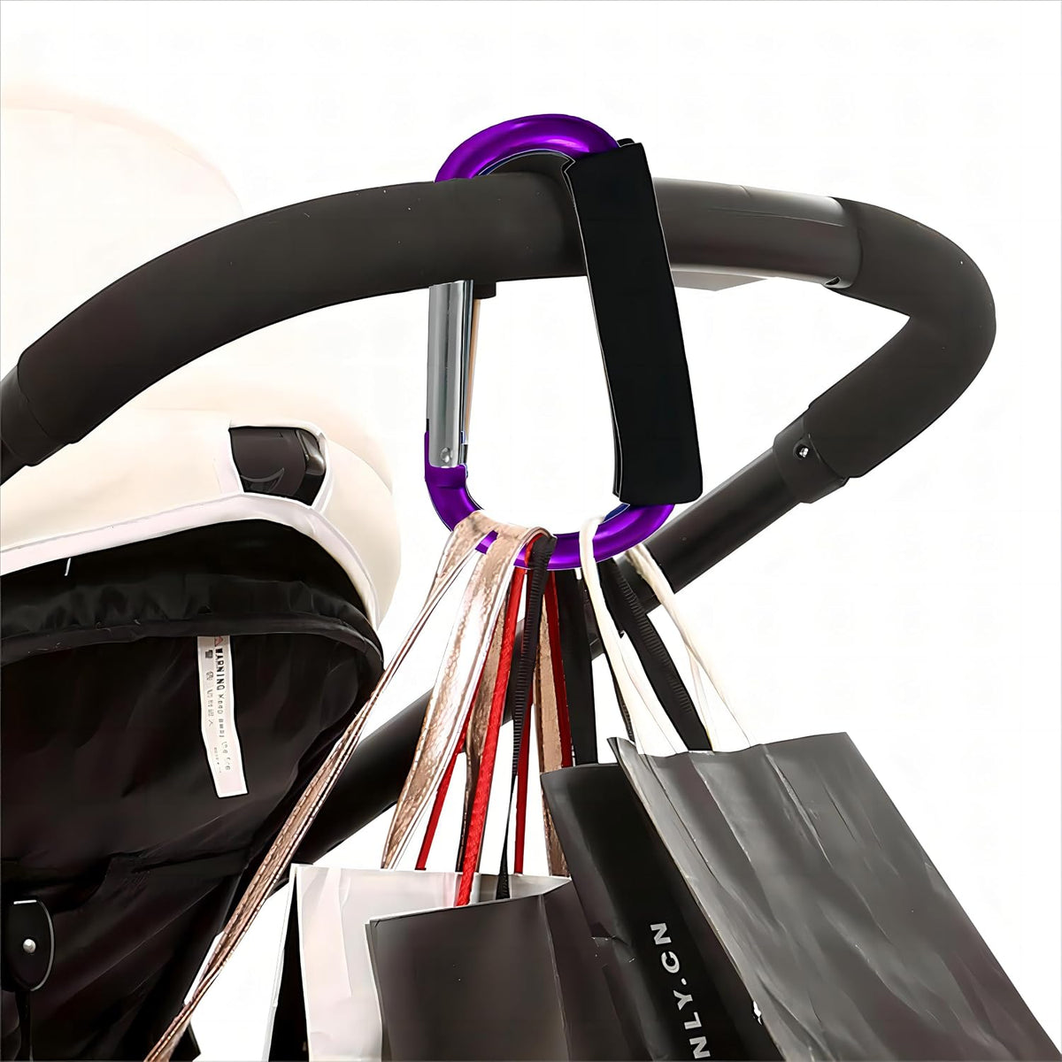 3PCS Stroller Hooks, 5.2'' Large Carabiner Clip - Carabiner Large, Baby Stroller Hooks for Hanging Bags, Stroller Accessories(Blue)