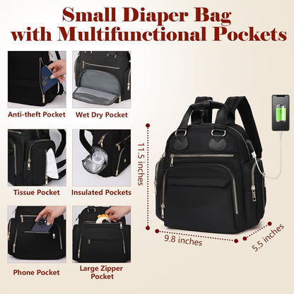 Small Diaper bag Backpack Mini Baby Bag with Changing Pad