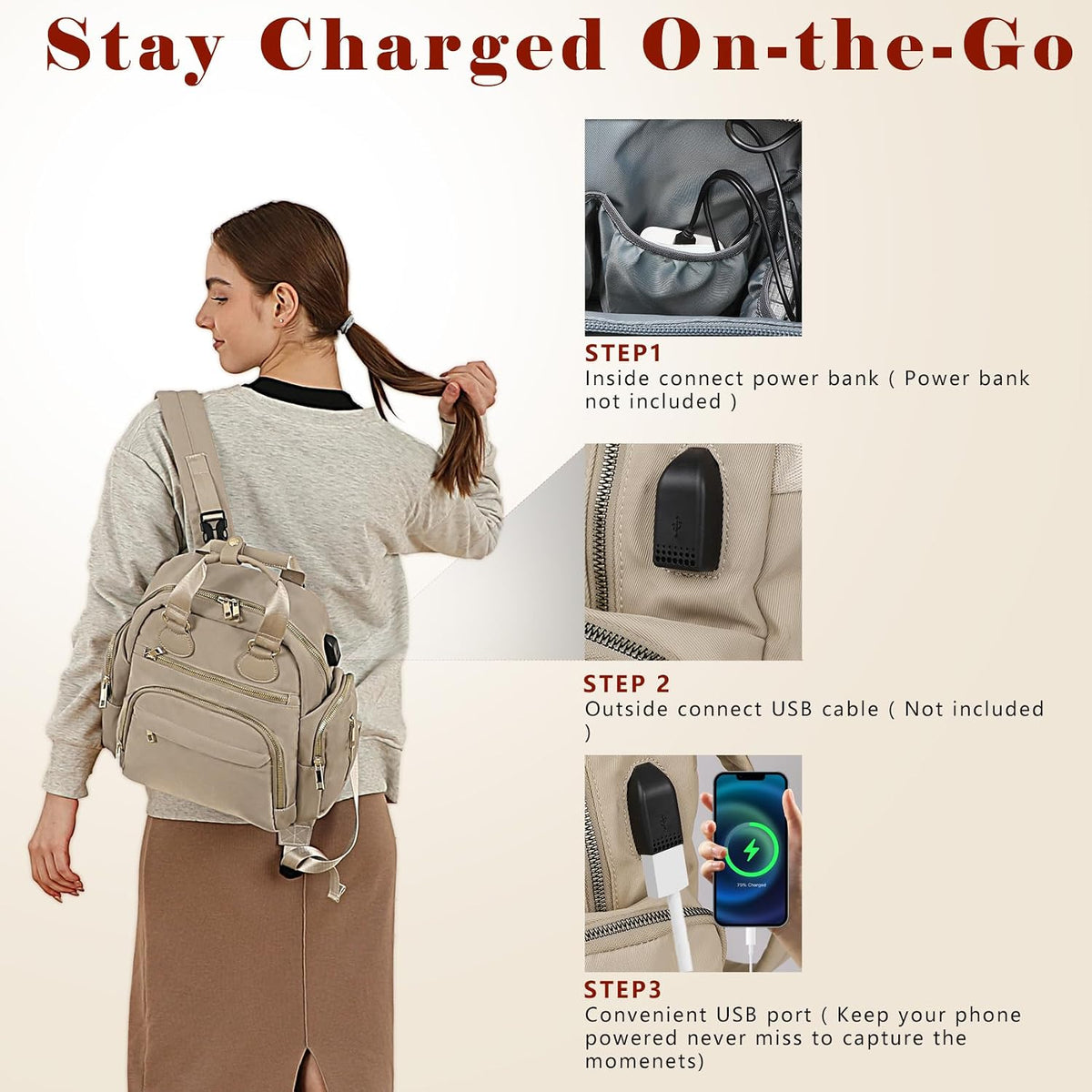 Small Diaper bag Backpack Mini Baby Bag with Changing Pad