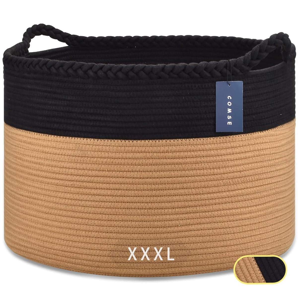 XXXLarge Woven Blanket & Laundry Basket, 87L, White & Gradient Brown