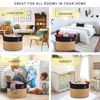 XXXLarge Woven Blanket & Laundry Basket, 87L, White & Gradient Brown