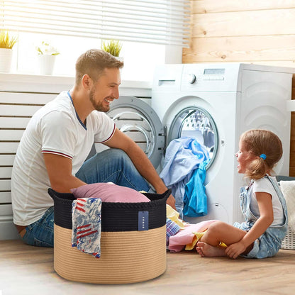 XXXLarge Woven Blanket & Laundry Basket, 87L, White & Gradient Brown