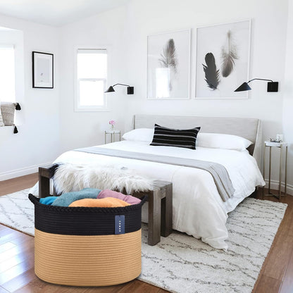 XXXLarge Woven Blanket & Laundry Basket, 87L, White & Gradient Brown