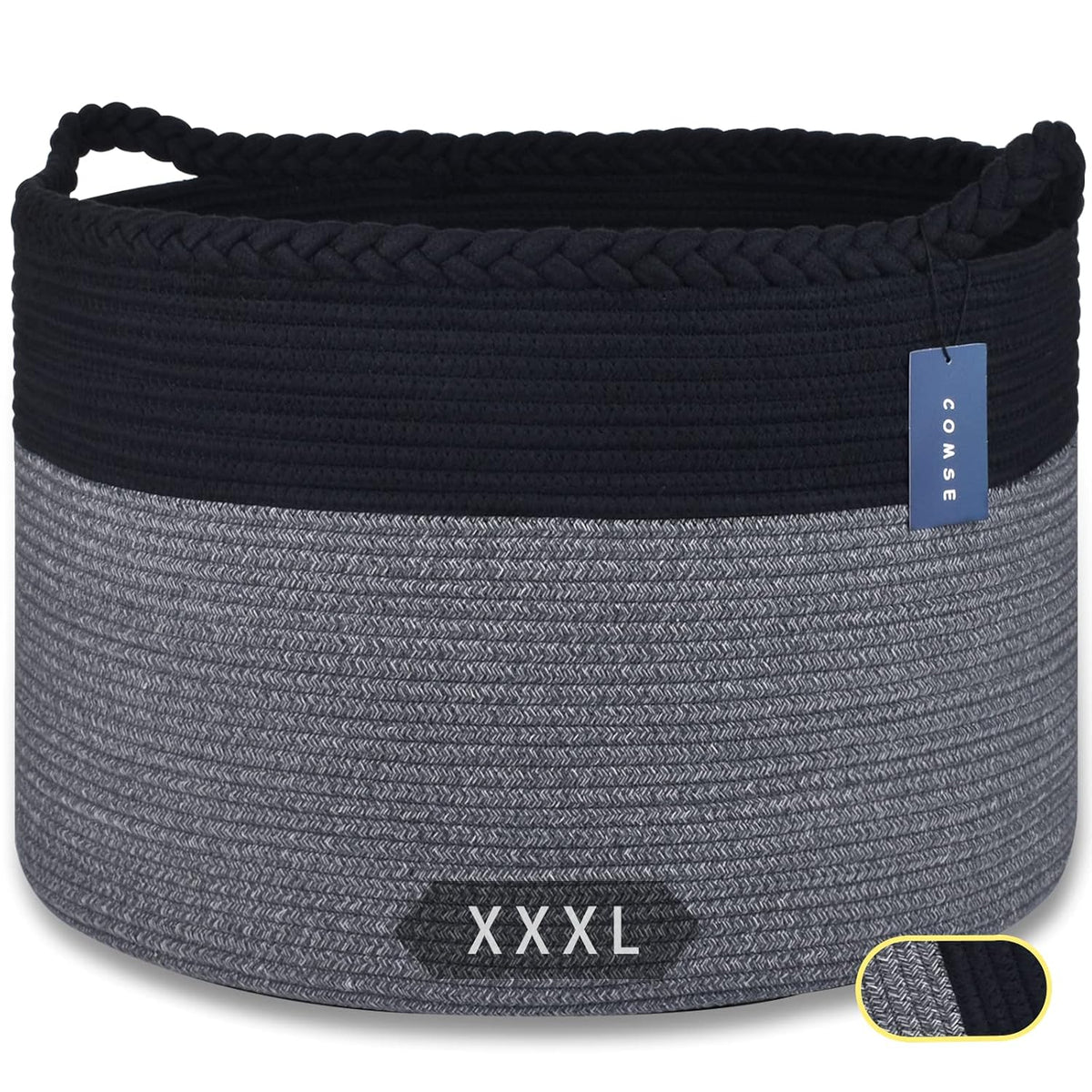 XXXLarge Woven Blanket & Laundry Basket, 87L, White & Gradient Brown