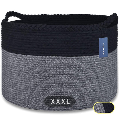 XXXLarge Woven Blanket & Laundry Basket, 87L, White & Gradient Brown