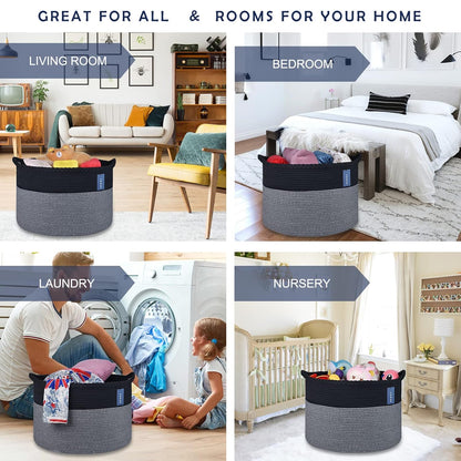 XXXLarge Woven Blanket & Laundry Basket, 87L, White & Gradient Brown