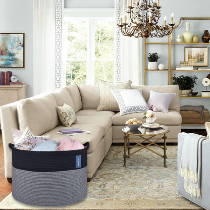 XXXLarge Woven Blanket & Laundry Basket, 87L, White & Gradient Brown