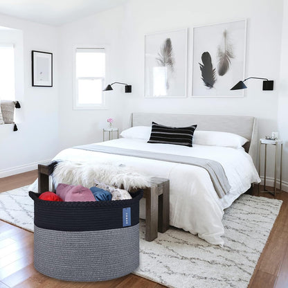 XXXLarge Woven Blanket & Laundry Basket, 87L, White & Gradient Brown