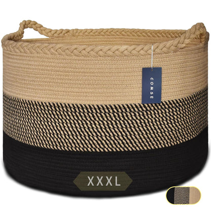 XXXLarge Woven Blanket & Laundry Basket, 87L, White & Gradient Brown