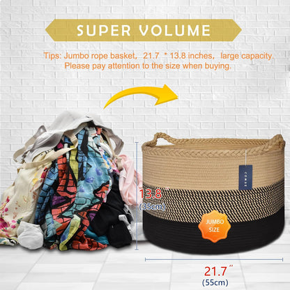 XXXLarge Woven Blanket & Laundry Basket, 87L, White & Gradient Brown
