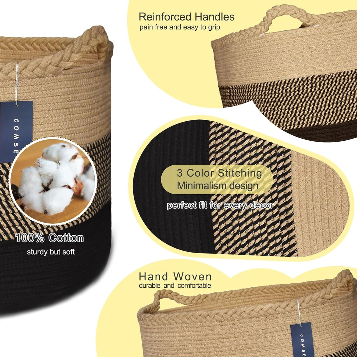 XXXLarge Woven Blanket & Laundry Basket, 87L, White & Gradient Brown