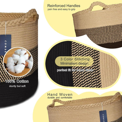 XXXLarge Woven Blanket & Laundry Basket, 87L, White & Gradient Brown
