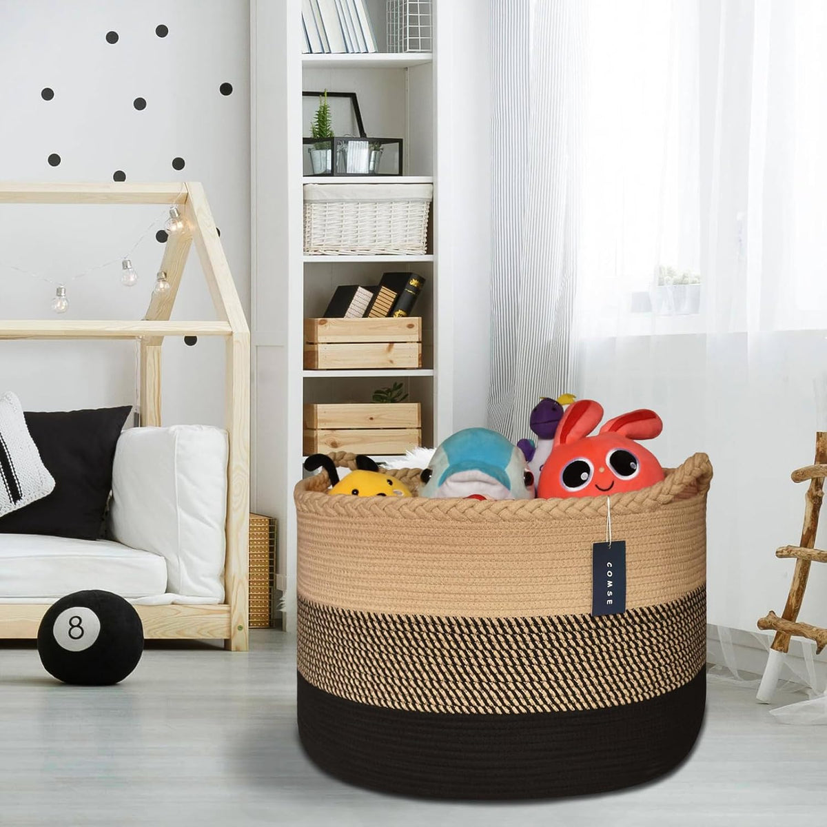 XXXLarge Woven Blanket & Laundry Basket, 87L, White & Gradient Brown