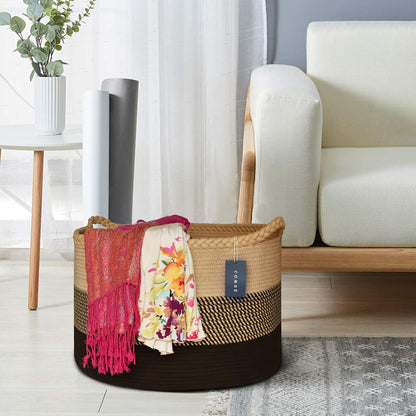 XXXLarge Woven Blanket & Laundry Basket, 87L, White & Gradient Brown