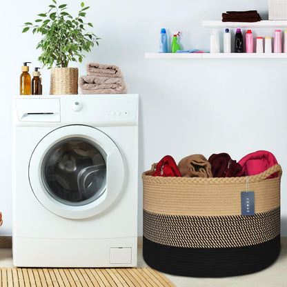 XXXLarge Woven Blanket & Laundry Basket, 87L, White & Gradient Brown