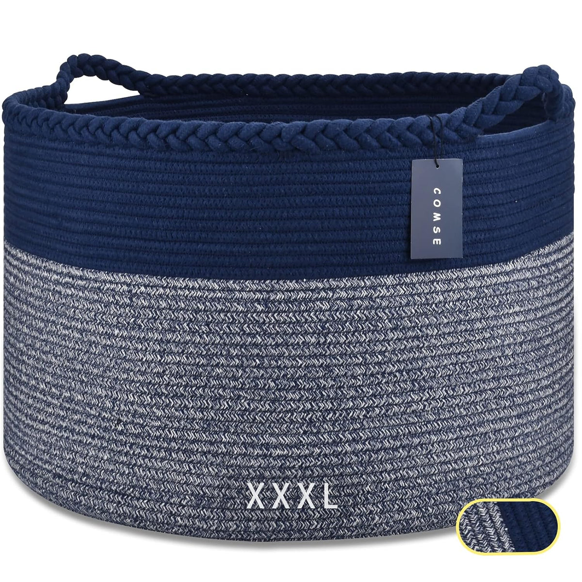 XXXLarge Woven Blanket & Laundry Basket, 87L, White & Gradient Brown