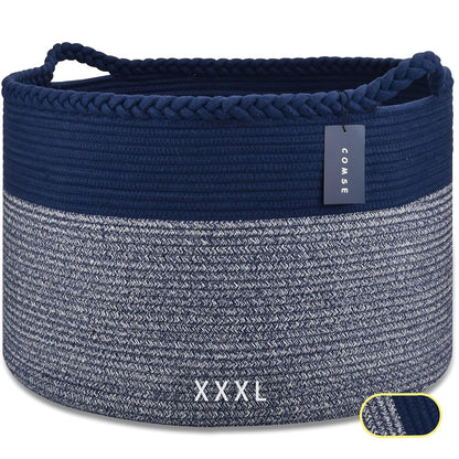 XXXLarge Woven Blanket & Laundry Basket, 87L, White & Gradient Brown