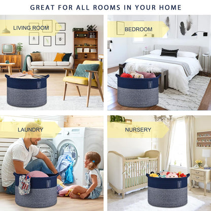 XXXLarge Woven Blanket & Laundry Basket, 87L, White & Gradient Brown