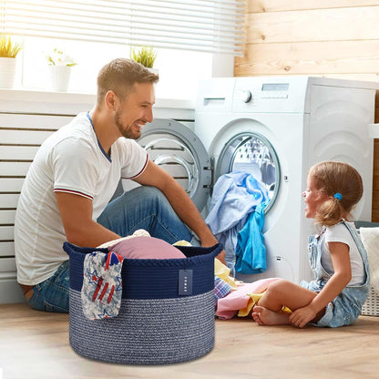 XXXLarge Woven Blanket & Laundry Basket, 87L, White & Gradient Brown