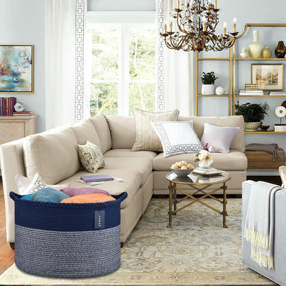 XXXLarge Woven Blanket & Laundry Basket, 87L, White & Gradient Brown
