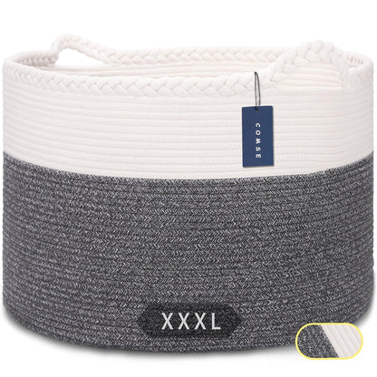 XXXLarge Woven Blanket & Laundry Basket, 87L, White & Gradient Brown