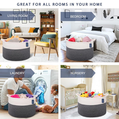 XXXLarge Woven Blanket & Laundry Basket, 87L, White & Gradient Brown