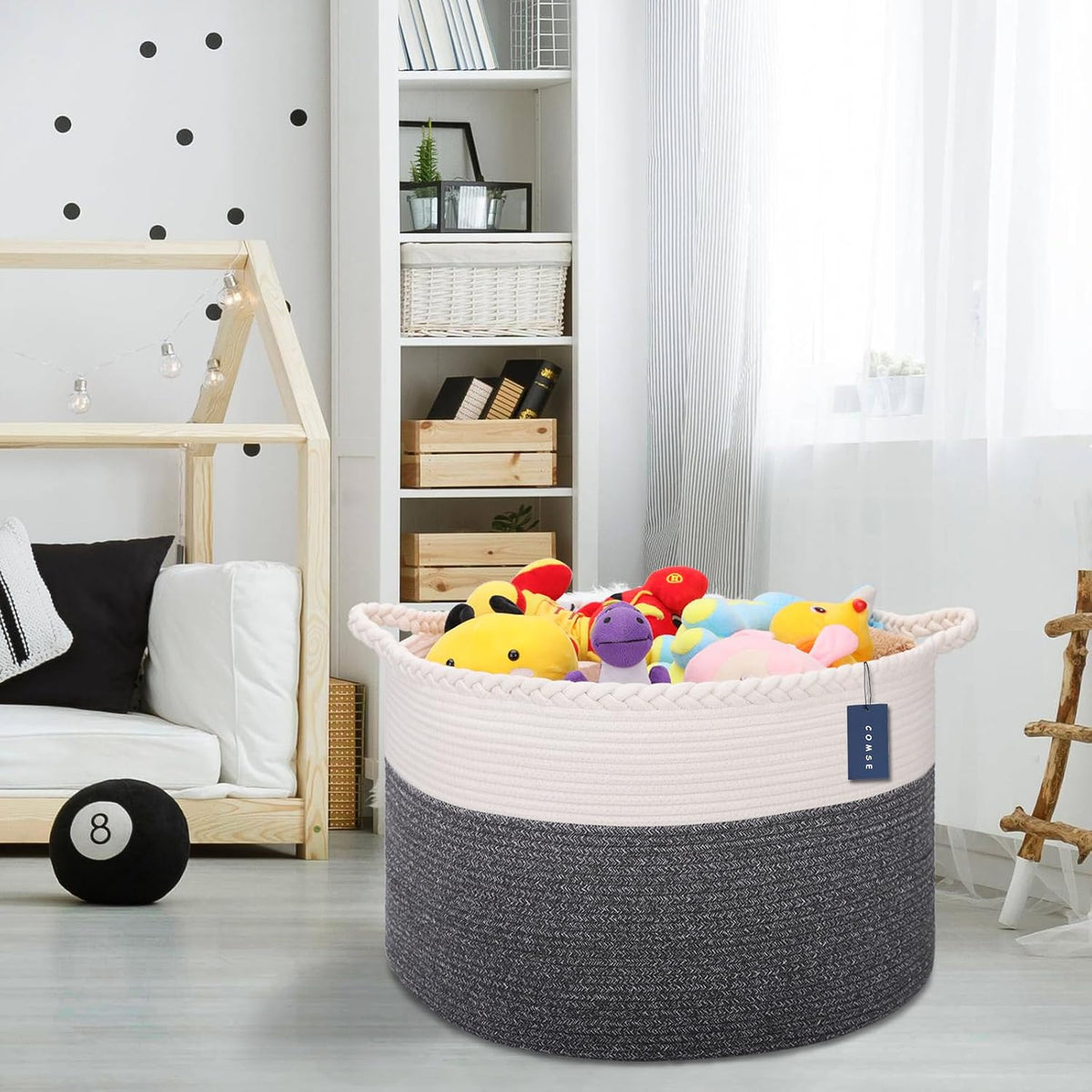 XXXLarge Woven Blanket & Laundry Basket, 87L, White & Gradient Brown