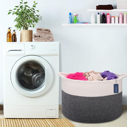 XXXLarge Woven Blanket & Laundry Basket, 87L, White & Gradient Brown