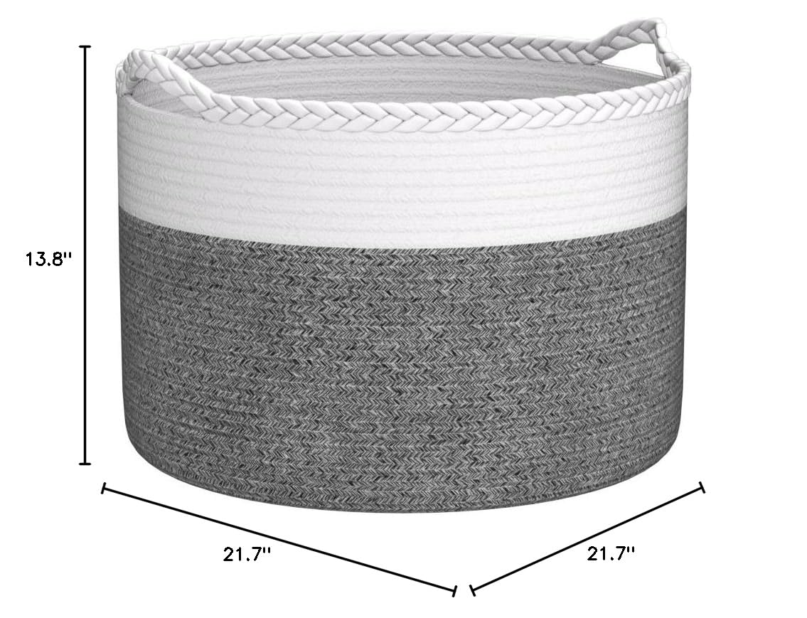 XXXLarge Woven Blanket & Laundry Basket, 87L, White & Gradient Brown