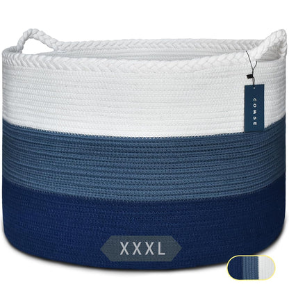 XXXLarge Woven Blanket & Laundry Basket, 87L, White & Gradient Brown