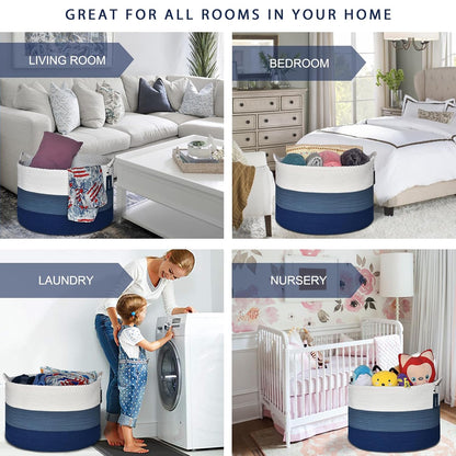 XXXLarge Woven Blanket & Laundry Basket, 87L, White & Gradient Brown