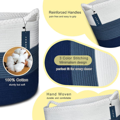 XXXLarge Woven Blanket & Laundry Basket, 87L, White & Gradient Brown