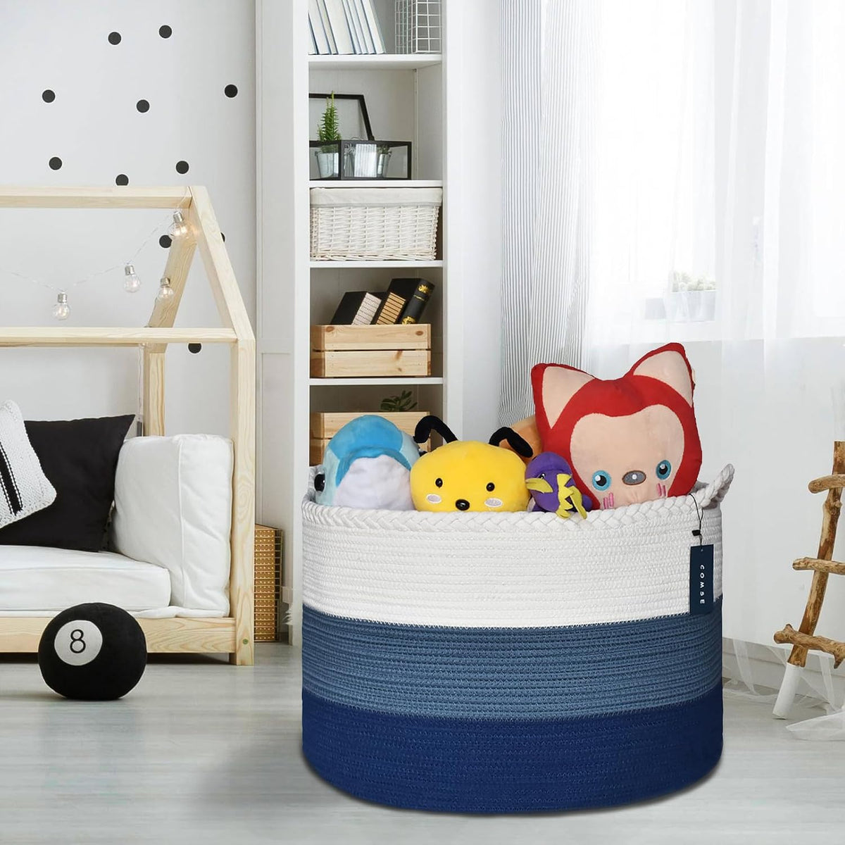 XXXLarge Woven Blanket & Laundry Basket, 87L, White & Gradient Brown