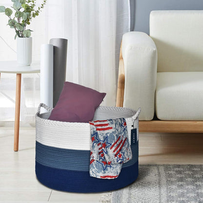 XXXLarge Woven Blanket & Laundry Basket, 87L, White & Gradient Brown