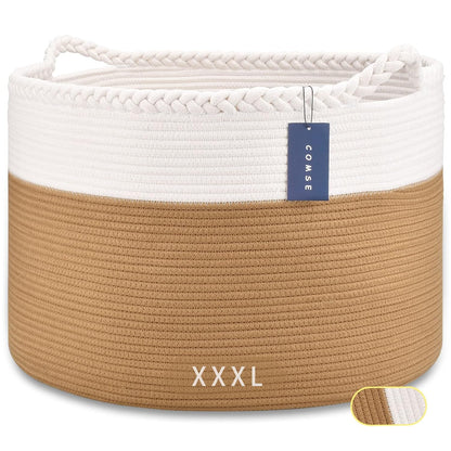 XXXLarge Woven Blanket & Laundry Basket, 87L, White & Gradient Brown