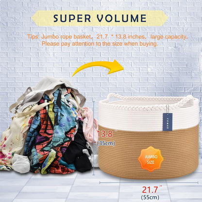 XXXLarge Woven Blanket & Laundry Basket, 87L, White & Gradient Brown